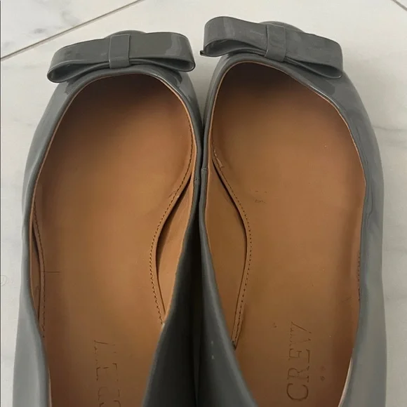 J. Crew Charcoal Patent Leather Flats with Bow - Picture 6 of 7
